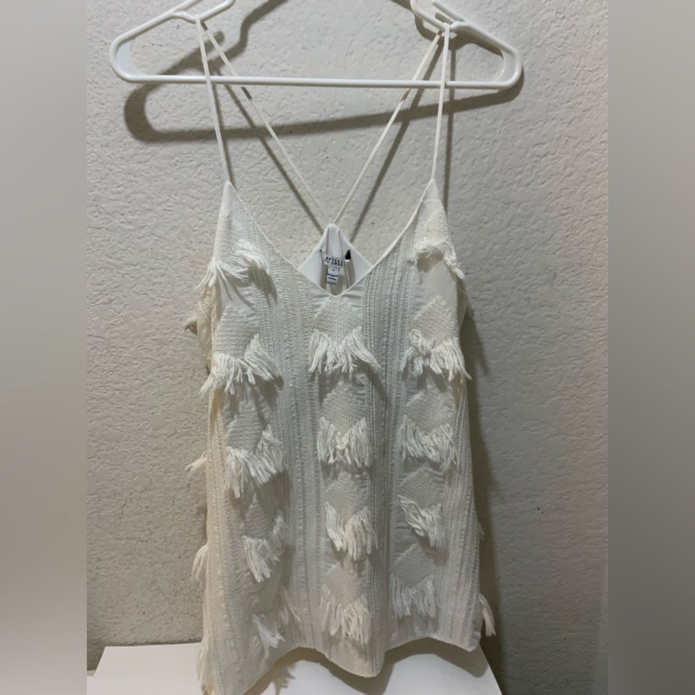 10 Crosby Derek Lam Womens Tassel Weave Tank Top White Size 4 - Picture 1 of 7